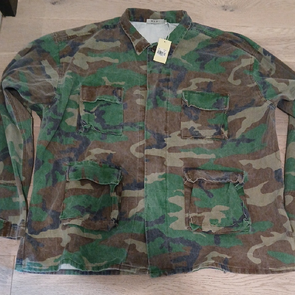 MNML Green and Brown Camouflage Field Jacket, NEW, NWT, XXL